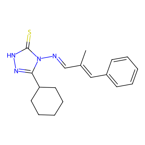 5-cyclohexyl-4-[(2-methyl-3-phenyl-2-propen-1-ylidene)amino]-4H-1,2,4-triazole-3-thiol structure