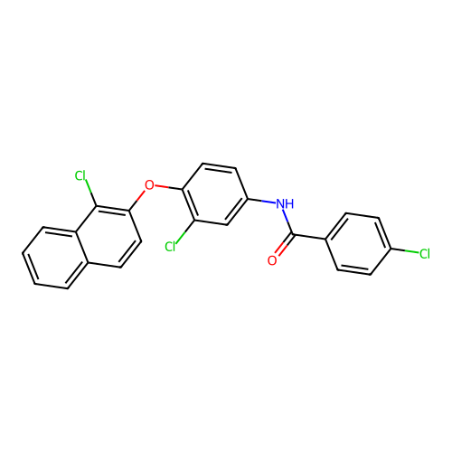 4-chloro-N-{3-chloro-4-[(1-chloronaphthalen-2-yl)oxy]phenyl}benzamide structure