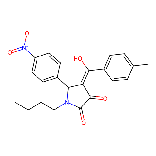 (4E)-1-butyl-4-[hydroxy(4-methylphenyl)methylidene]-5-(4-nitrophenyl)pyrrolidine-2,3-dione structure