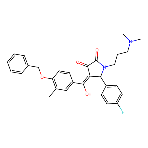 (4E)-1-[3-(dimethylamino)propyl]-5-(4-fluorophenyl)-4-[hydroxy-(3-methyl-4-phenylmethoxyphenyl)methylidene]pyrrolidine-2,3-dione structure