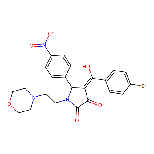 (4E)-4-[(4-bromophenyl)-hydroxymethylidene]-1-(2-morpholin-4-ylethyl)-5-(4-nitrophenyl)pyrrolidine-2,3-dione structure