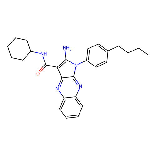 2-amino-1-(4-butylphenyl)-N-cyclohexyl-1H-pyrrolo[2,3-b]quinoxaline-3-carboxamide structure