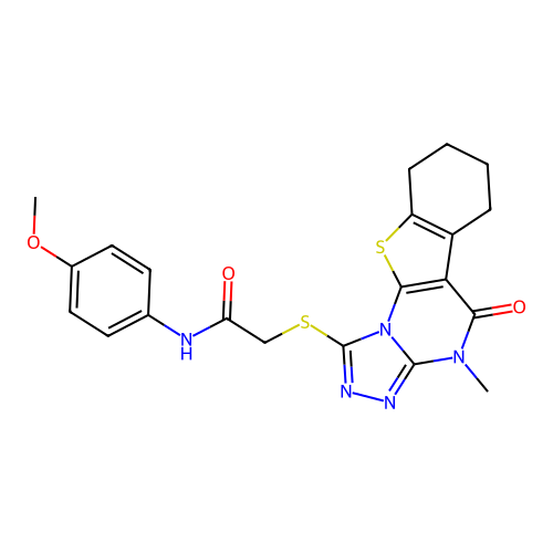 N-(4-methoxyphenyl)-2-((4-methyl-5-oxo-4,5,6,7,8,9-hexahydrobenzo[4,5]thieno[3,2-e][1,2,4]triazolo[4,3-a]pyrimidin-1-yl)thio)acetamide structure