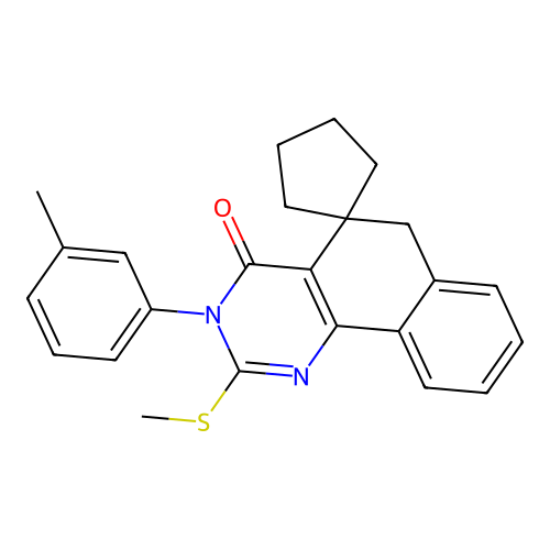 2-(methylthio)-3-(m-tolyl)-3H-spiro[benzo[h]quinazoline-5,1'-cyclopentan]-4(6H)-one structure