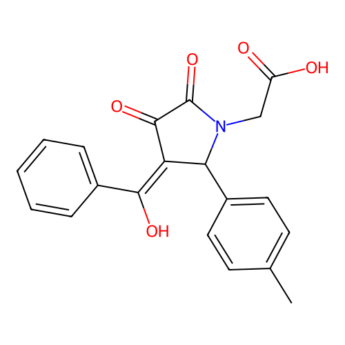 4-benzoyl-1-carboxymethyl-3-hydroxy-5-(4-methylphenyl)-3-pyrrolin-2-one structure