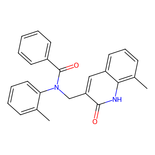 N-[(8-methyl-2-oxo-1H-quinolin-3-yl)methyl]-N-(2-methylphenyl)benzamide structure