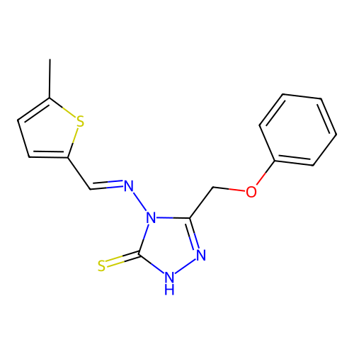 4-[(E)-(5-methylthiophen-2-yl)methylideneamino]-3-(phenoxymethyl)-1H-1,2,4-triazole-5-thione structure