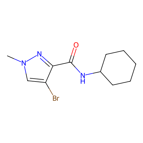 4-bromo-N-cyclohexyl-1-methyl-1H-pyrazole-3-carboxamide structure