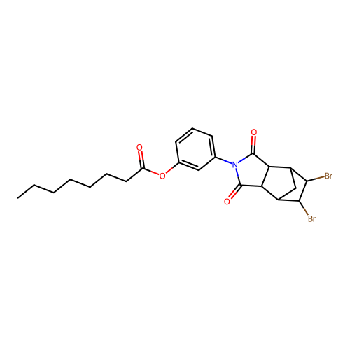 3-(5,6-dibromo-1,3-dioxooctahydro-2H-4,7-methanoisoindol-2-yl)phenyl octanoate structure
