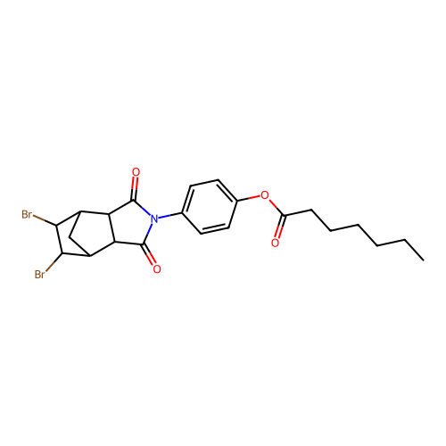 4-(5,6-dibromo-1,3-dioxooctahydro-2H-4,7-methanoisoindol-2-yl)phenyl heptanoate structure