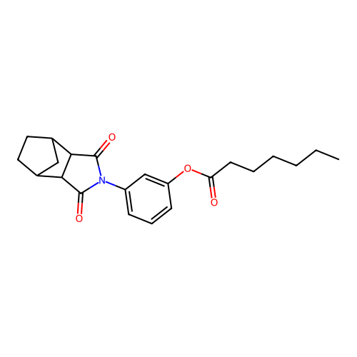 3-(1,3-dioxooctahydro-2H-4,7-methanoisoindol-2-yl)phenyl heptanoate structure