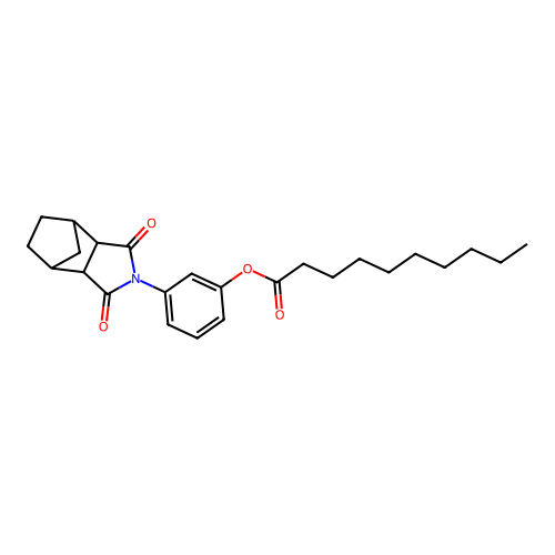 3-(1,3-dioxooctahydro-2H-4,7-methanoisoindol-2-yl)phenyl decanoate structure