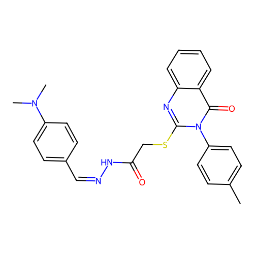 (Z)-N'-(4-(dimethylamino)benzylidene)-2-((4-oxo-3-(p-tolyl)-3,4-dihydroquinazolin-2-yl)thio)acetohydrazide structure