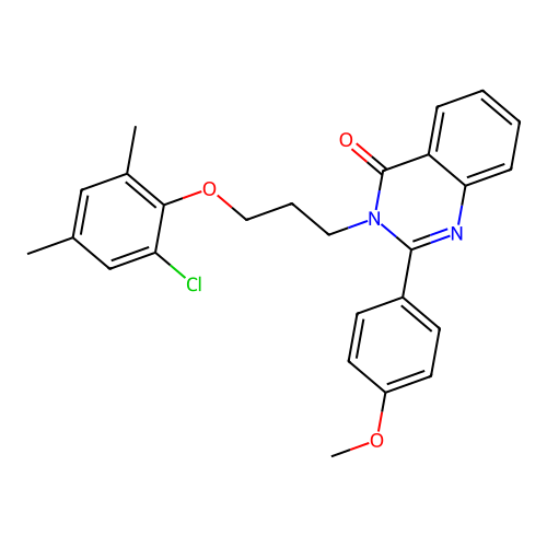 3-(3-(2-chloro-4,6-dimethylphenoxy)propyl)-2-(4-methoxyphenyl)quinazolin-4(3H)-one structure