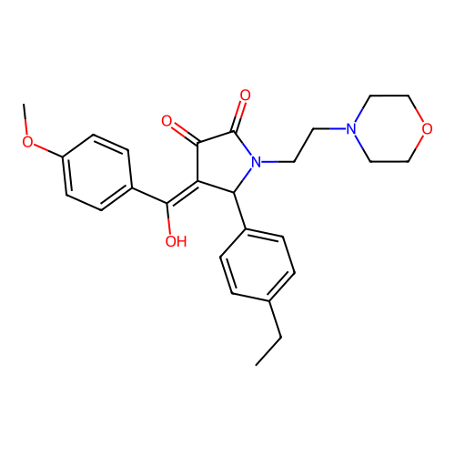 (4E)-5-(4-ethylphenyl)-4-[hydroxy-(4-methoxyphenyl)methylidene]-1-(2-morpholin-4-ylethyl)pyrrolidine-2,3-dione structure