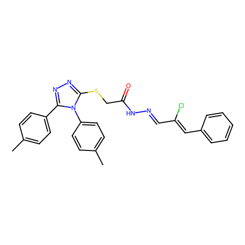 2-{[4,5-bis(4-methylphenyl)-4H-1,2,4-triazol-3-yl]sulfanyl}-N'-[(1E,2Z)-2-chloro-3-phenylprop-2-en-1-ylidene]acetohydrazide structure
