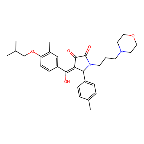 (4E)-4-[hydroxy-[3-methyl-4-(2-methylpropoxy)phenyl]methylidene]-5-(4-methylphenyl)-1-(3-morpholin-4-ylpropyl)pyrrolidine-2,3-dione structure