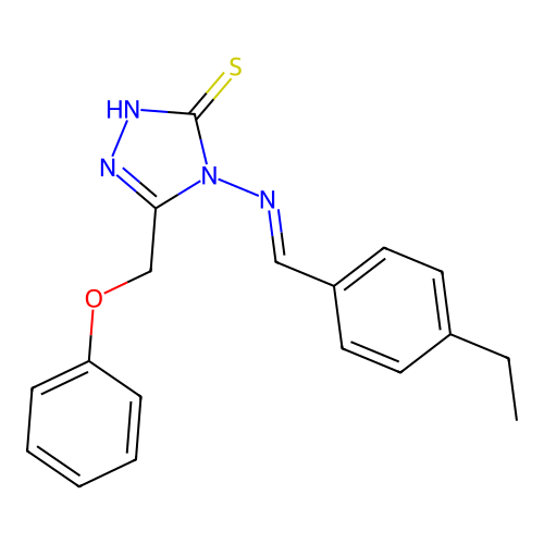 4-[(E)-(4-ethylphenyl)methylideneamino]-3-(phenoxymethyl)-1H-1,2,4-triazole-5-thione structure