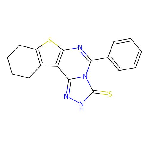 5-Phenyl-8,9,10,11-tetrahydro[1]benzothieno[3,2-e][1,2,4]triazolo[4,3-c]pyrimidine-3(2H)-thione structure