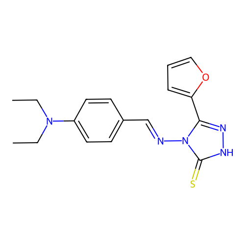 4-[(E)-[4-(diethylamino)phenyl]methylideneamino]-3-(furan-2-yl)-1H-1,2,4-triazole-5-thione structure