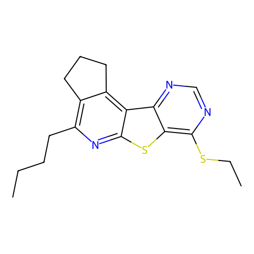 4-butyl-7-(ethylsulfanyl)-2,3-dihydro-1H-cyclopenta[4',5']pyrido[3',2':4,5]thieno[3,2-d]pyrimidine structure