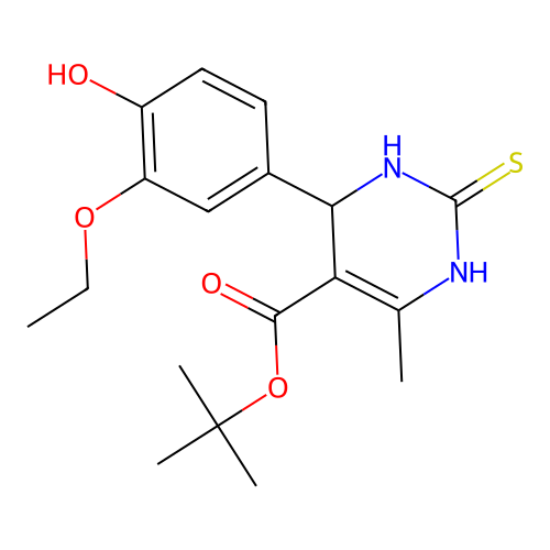 tert-butyl 4-(3-ethoxy-4-hydroxyphenyl)-6-methyl-2-sulfanylidene-3,4-dihydro-1H-pyrimidine-5-carboxylate structure