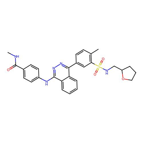 N-methyl-4-[(4-{4-methyl-3-[(tetrahydrofuran-2-ylmethyl)sulfamoyl]phenyl}phthalazin-1-yl)amino]benzamide structure