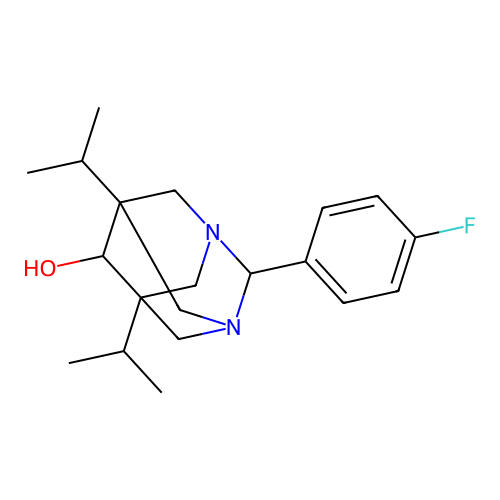 2-(4-Fluorophenyl)-5,7-di(propan-2-yl)-1,3-diazatricyclo[3.3.1.13,7]decan-6-ol structure