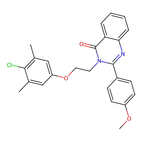3-(2-(4-chloro-3,5-dimethylphenoxy)ethyl)-2-(4-methoxyphenyl)quinazolin-4(3H)-one structure