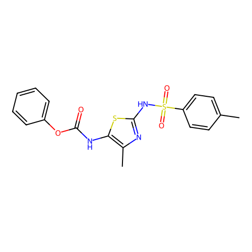 Phenyl (4-methyl-2-{[(4-methylphenyl)sulfonyl]amino}-1,3-thiazol-5-yl)carbamate structure