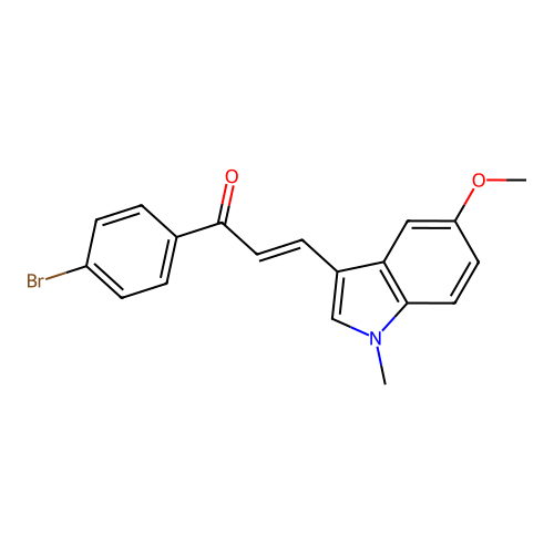 (2E)-1-(4-bromophenyl)-3-(5-methoxy-1-methyl-1H-indol-3-yl)prop-2-en-1-one structure