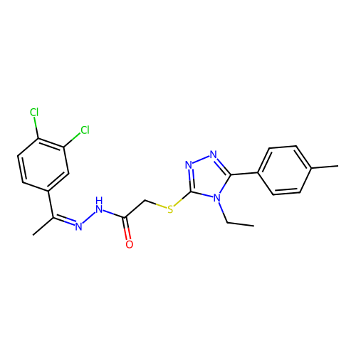 (Z)-N'-(1-(3,4-dichlorophenyl)ethylidene)-2-((4-ethyl-5-(p-tolyl)-4H-1,2,4-triazol-3-yl)thio)acetohydrazide structure