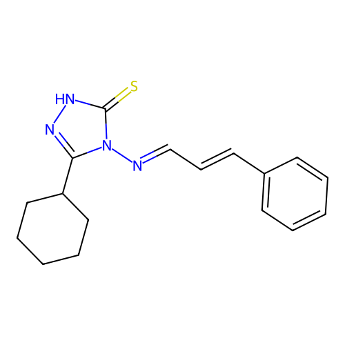 5-cyclohexyl-4-[(3-phenyl-2-propen-1-ylidene)amino]-4H-1,2,4-triazole-3-thiol structure