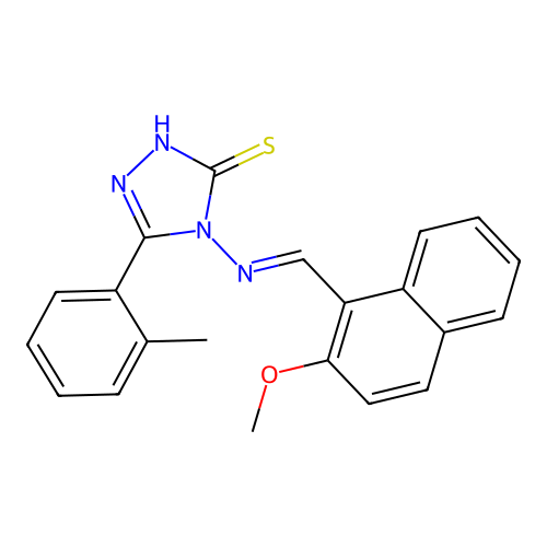 (E)-4-(((2-methoxynaphthalen-1-yl)methylene)amino)-5-(o-tolyl)-4H-1,2,4-triazole-3-thiol structure