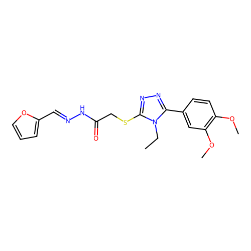 (E)-2-((5-(3,4-dimethoxyphenyl)-4-ethyl-4H-1,2,4-triazol-3-yl)thio)-N'-(furan-2-ylmethylene)acetohydrazide structure