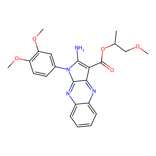 1-methoxypropan-2-yl 2-amino-1-(3,4-dimethoxyphenyl)-1H-pyrrolo[2,3-b]quinoxaline-3-carboxylate structure