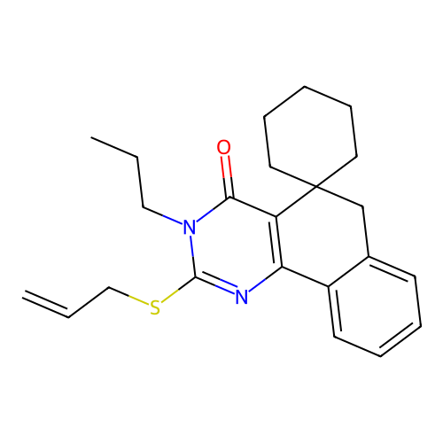 2-(allylthio)-3-propyl-3H-spiro[benzo[h]quinazoline-5,1'-cyclohexan]-4(6H)-one structure