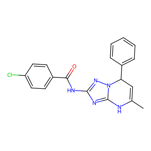 4-chloro-N-(5-methyl-7-phenyl-1,7-dihydro-[1,2,4]triazolo[1,5-a]pyrimidin-2-yl)benzamide structure