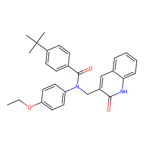 4-tert-butyl-N-(4-ethoxyphenyl)-N-[(2-oxo-1H-quinolin-3-yl)methyl]benzamide structure