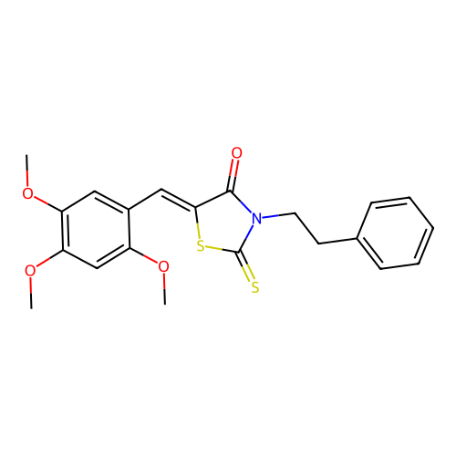 (Z)-3-phenethyl-2-thioxo-5-(2,4,5-trimethoxybenzylidene)thiazolidin-4-one structure
