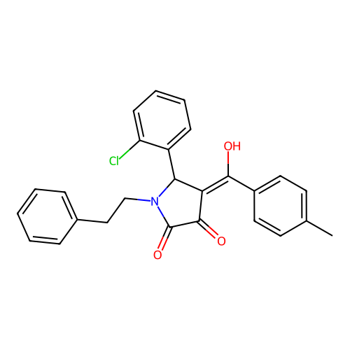 5-(2-chlorophenyl)-3-hydroxy-4-(4-methylbenzoyl)-1-phenethyl-1H-pyrrol-2(5H)-one structure