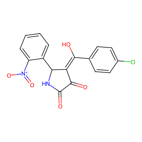 (4E)-4-[(4-chlorophenyl)(hydroxy)methylidene]-5-(2-nitrophenyl)pyrrolidine-2,3-dione structure
