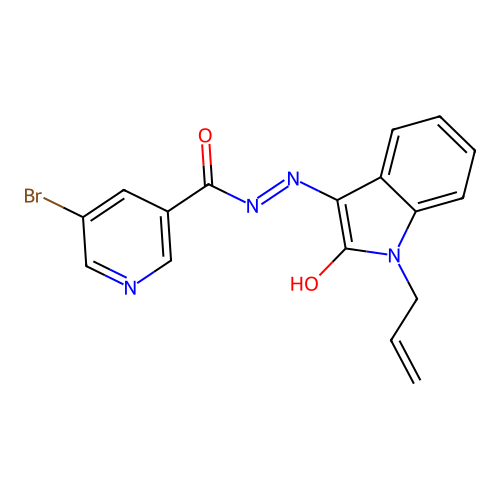 (Z)-N'-(1-allyl-2-oxoindolin-3-ylidene)-5-bromonicotinohydrazide structure
