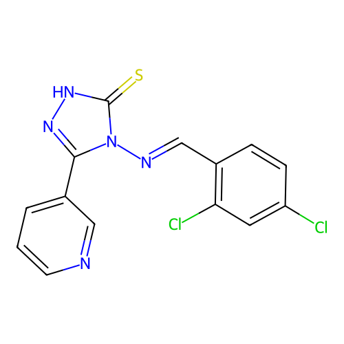 4-[(E)-(2,4-dichlorophenyl)methylideneamino]-3-pyridin-3-yl-1H-1,2,4-triazole-5-thione structure