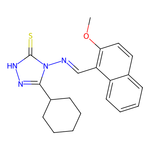5-cyclohexyl-4-[(2-methoxynaphthalen-1-yl)methylideneamino]-2H-1,2,4-triazole-3-thione structure