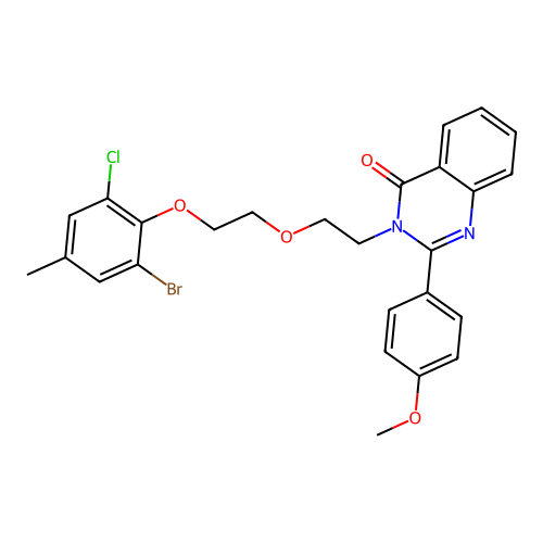 3-(2-(2-(2-bromo-6-chloro-4-methylphenoxy)ethoxy)ethyl)-2-(4-methoxyphenyl)quinazolin-4(3H)-one structure