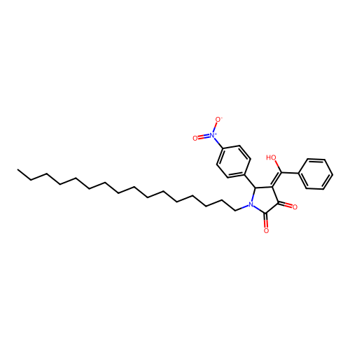 (4E)-1-hexadecyl-4-[hydroxy(phenyl)methylidene]-5-(4-nitrophenyl)pyrrolidine-2,3-dione structure