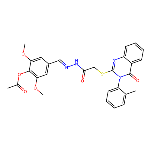 2,6-dimethoxy-4-{(E)-[2-({[3-(2-methylphenyl)-4-oxo-3,4-dihydroquinazolin-2-yl]sulfanyl}acetyl)hydrazinylidene]methyl}phenyl acetate structure