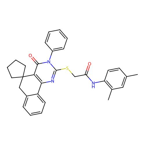 N-(2,4-dimethylphenyl)-2-((4-oxo-3-phenyl-4,6-dihydro-3H-spiro[benzo[h]quinazoline-5,1'-cyclopentan]-2-yl)thio)acetamide structure