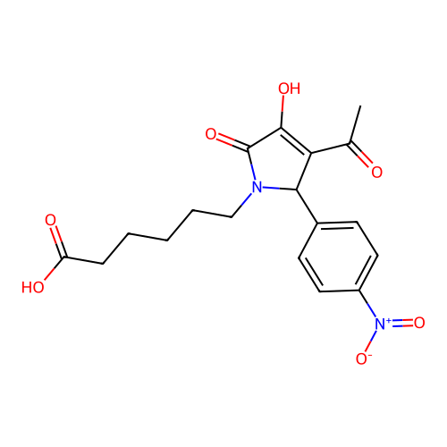 6-[3-acetyl-4-hydroxy-2-(4-nitrophenyl)-5-oxo-2H-pyrrol-1-yl]hexanoic Acid structure